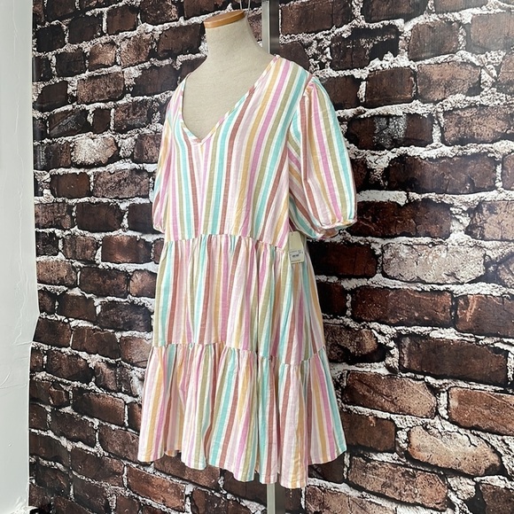 a.n.a. Dress NWT Fiona Stripes Blue Pink V Neck XX Large XXL - Picture 7 of 16
